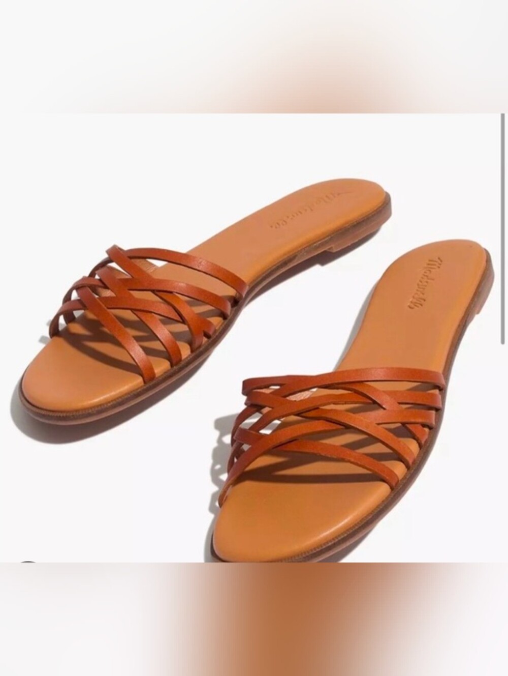 Madewell: Women’s Tan Leather Strappy Slide Sandals